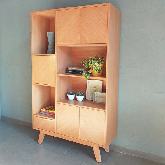 LIBRERO QUILLAY EN MADERA NATURAL