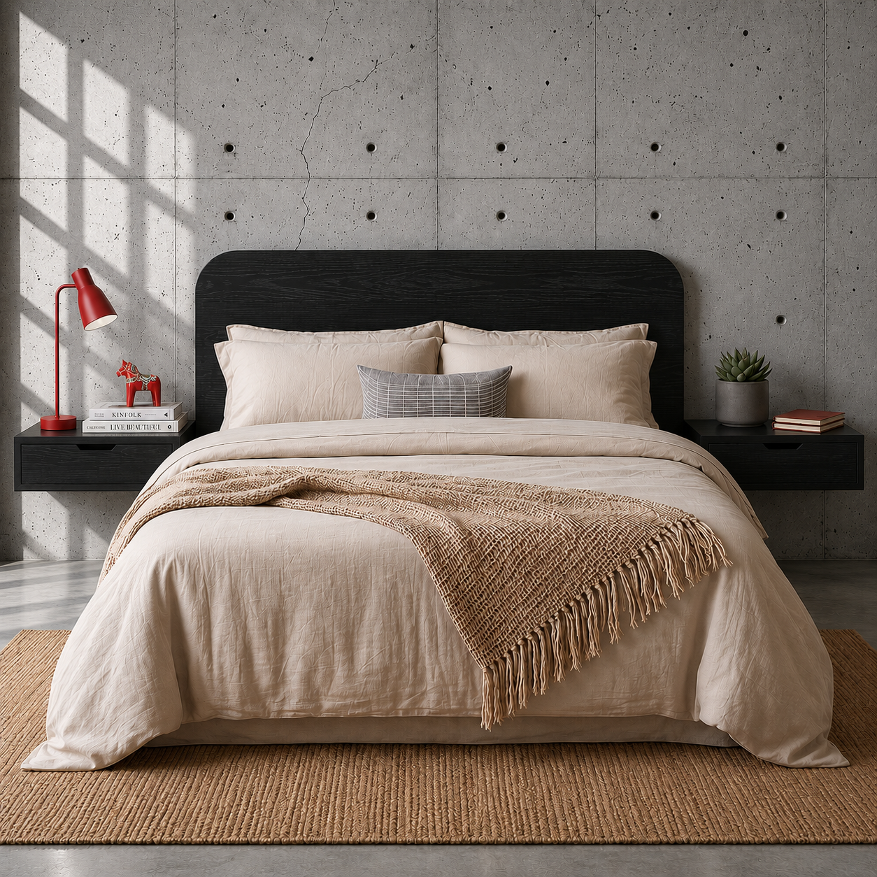 RESPALDO DE CAMA ATACAMA FLOTANTE MADERA NEGRA