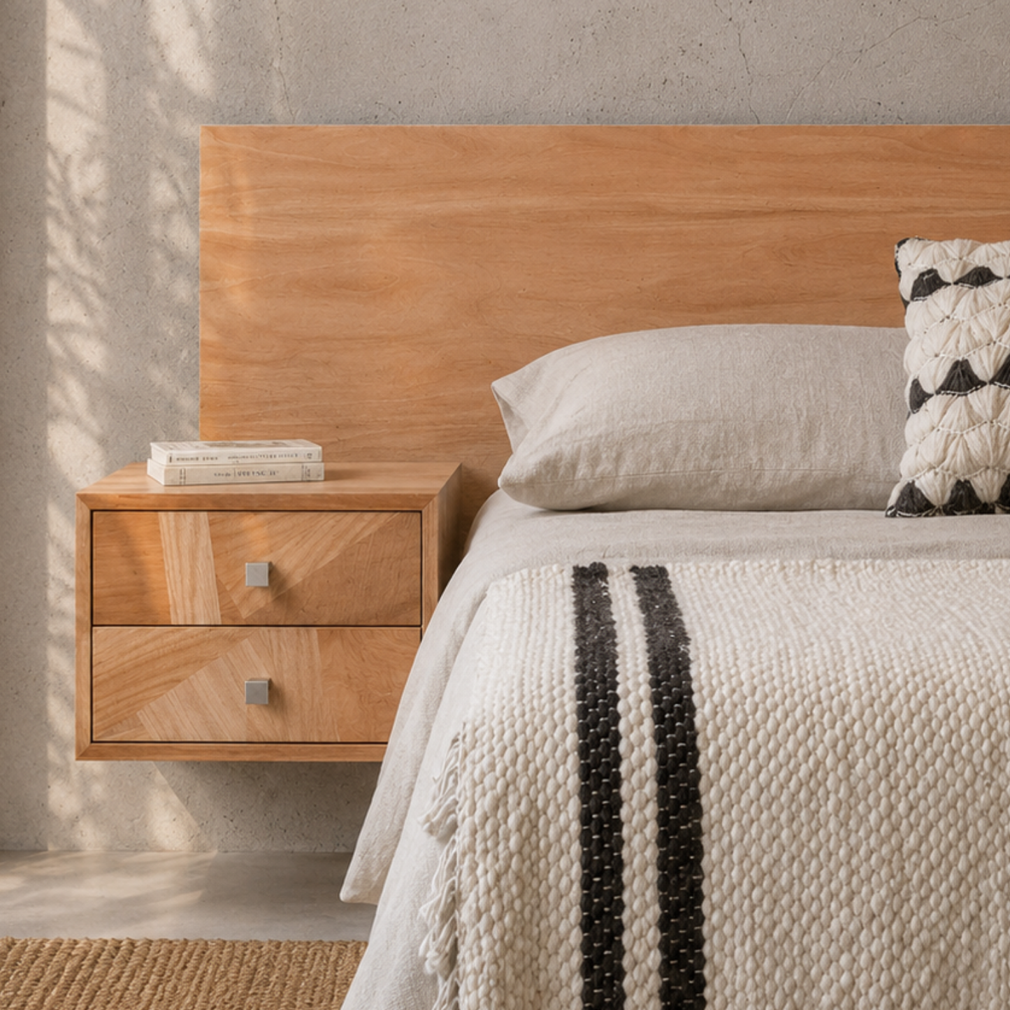 Respaldo de Cama Aconcagua con Veladores Dobles / Madera