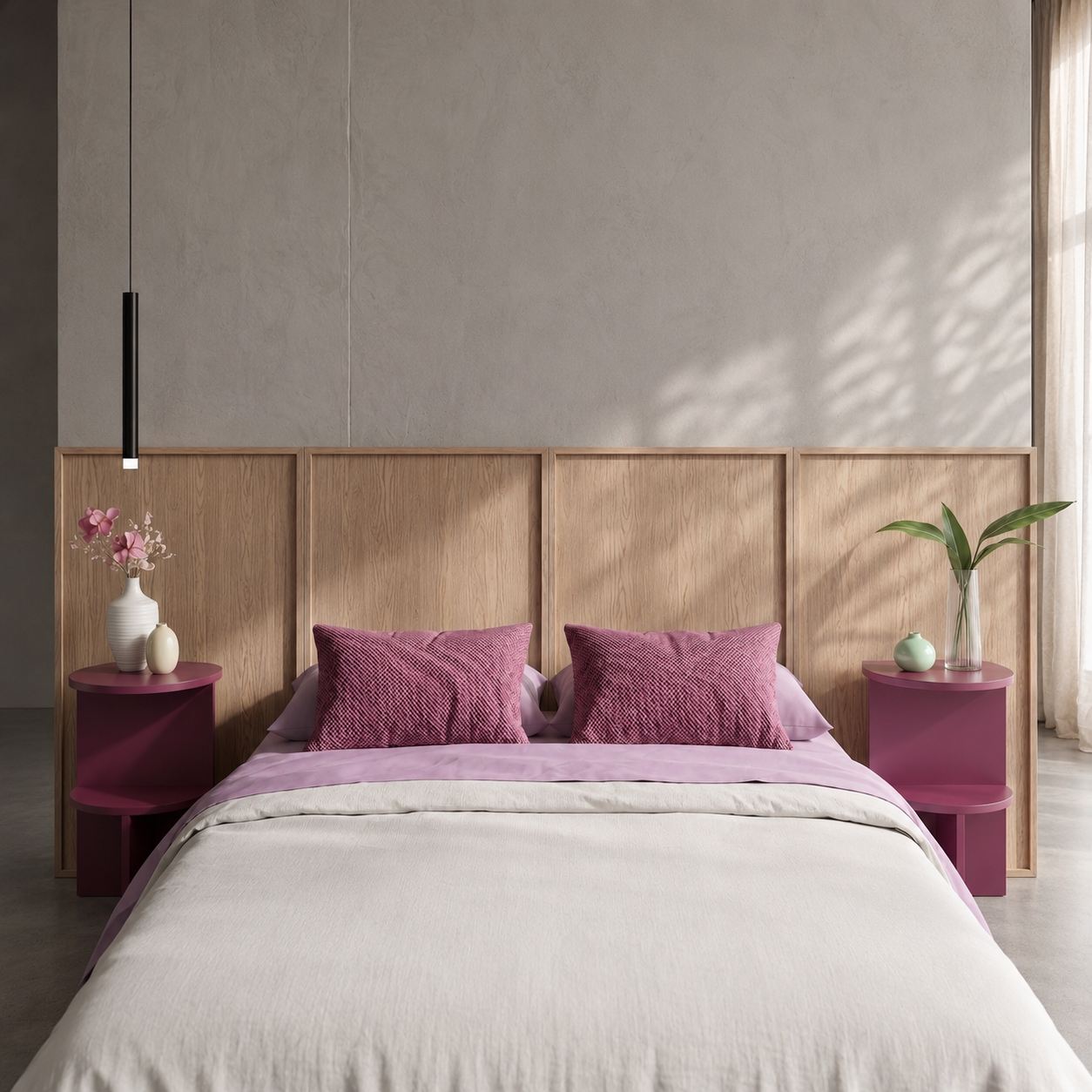 Respaldo de Cama Magnolia con Veladores de Color