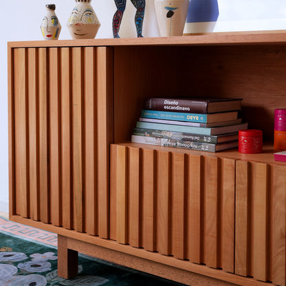 RACK TV TORTEL MADERA Y PALILLAJE NATURAL 170 cm