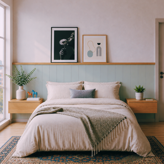 Respaldo de Cama Agave con veladores / Madera y Verde