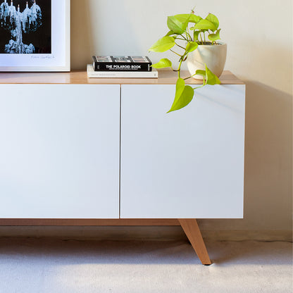 BUFFET SALAR MADERA Y BLANCO 140 cm