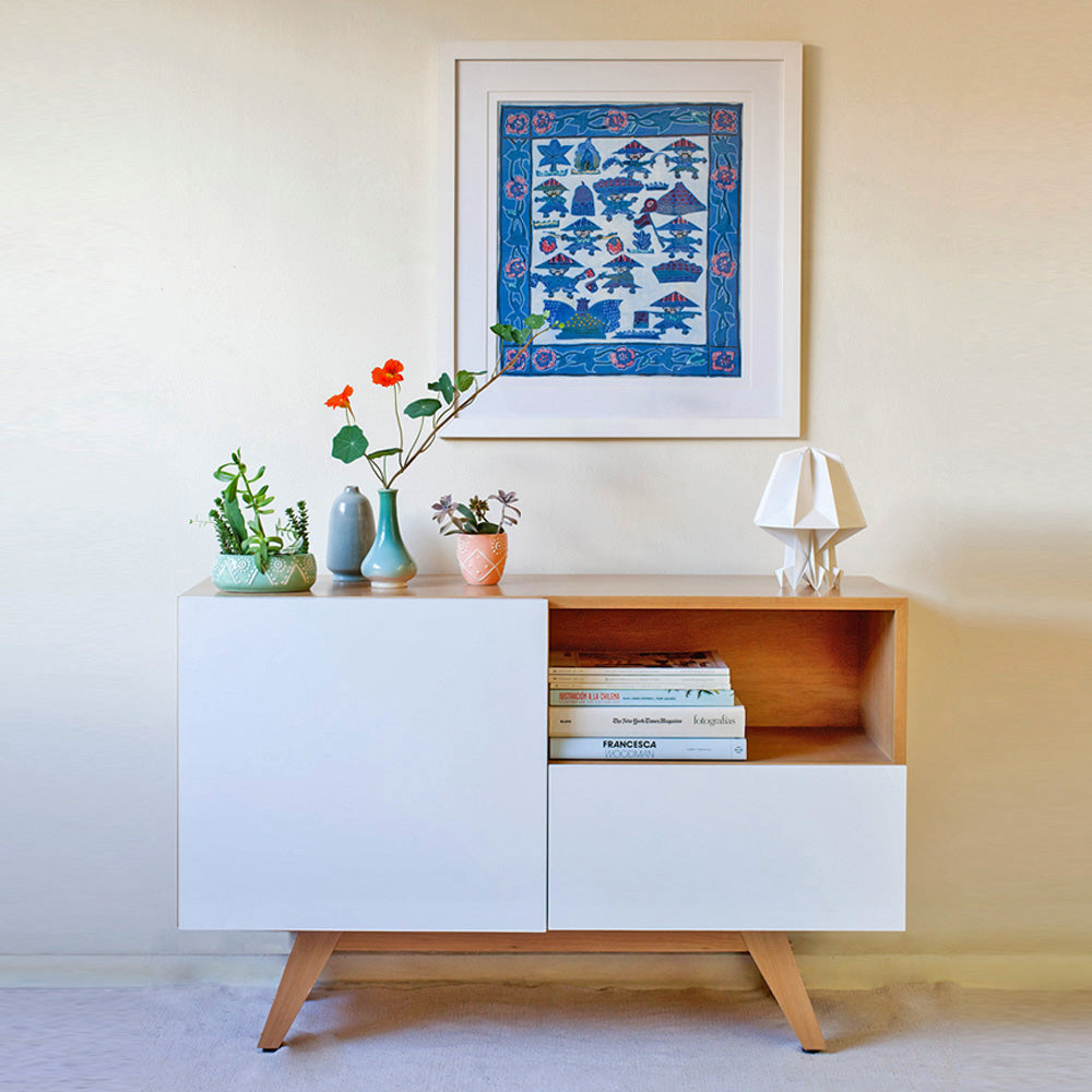 Arrimo / Rack Salar Madera natural y blanco 110 cm