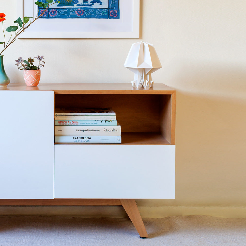 ARRIMO/RACK SALAR MADERA NATURAL Y BLANCO 110 cm