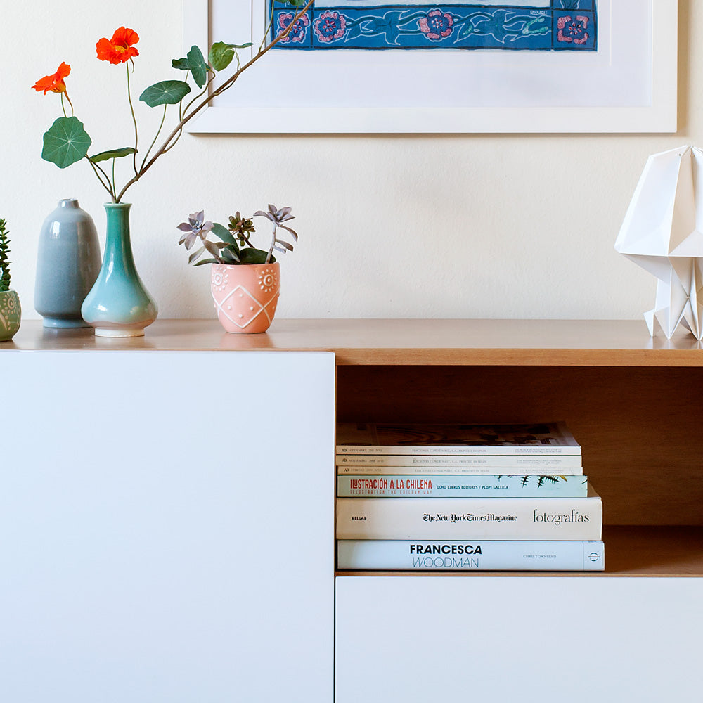 ARRIMO/RACK SALAR MADERA NATURAL Y BLANCO 110 cm