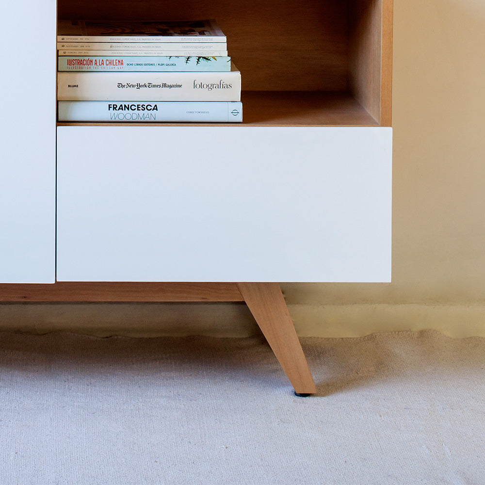 ARRIMO/RACK SALAR MADERA NATURAL Y BLANCO 110 cm