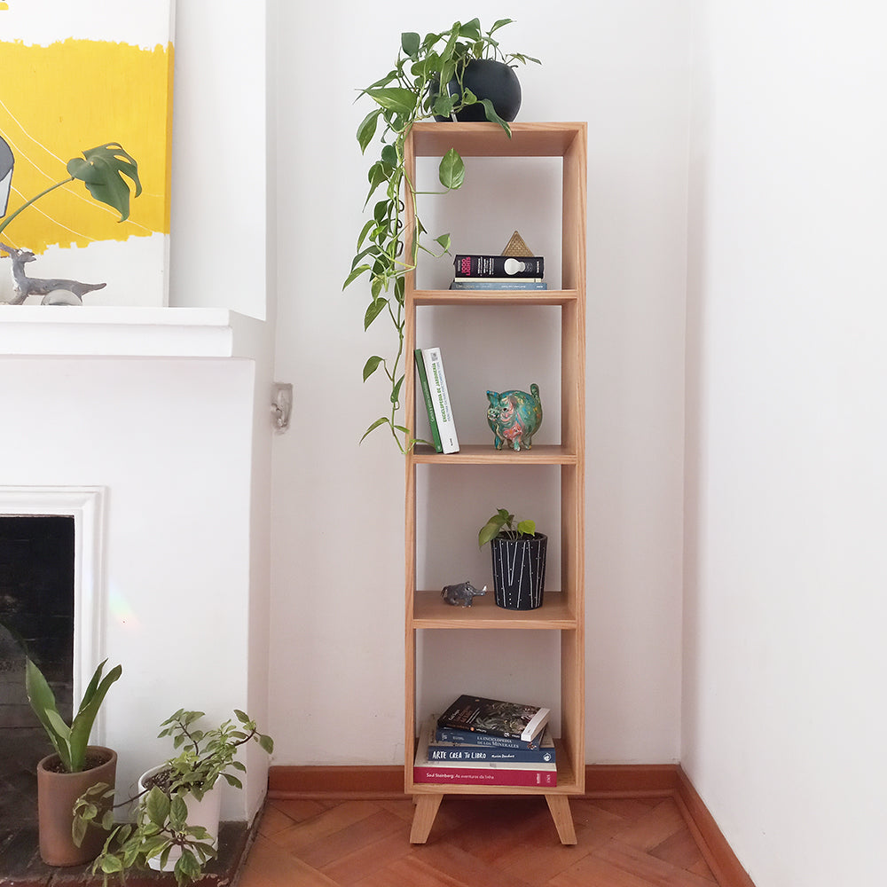 LIBRERO JUNCAL EN MADERA NATURAL