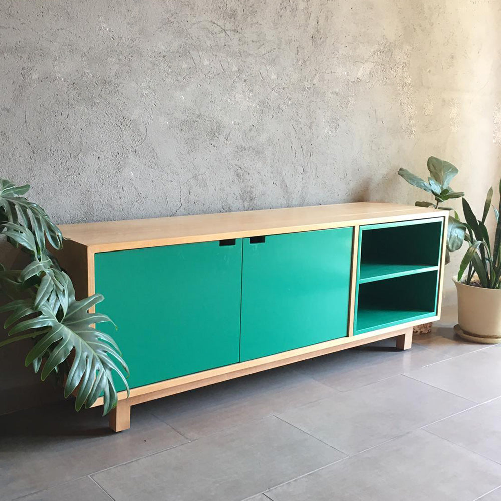 Rack Tv / Audio Boldo Madera y Verde 150 cm