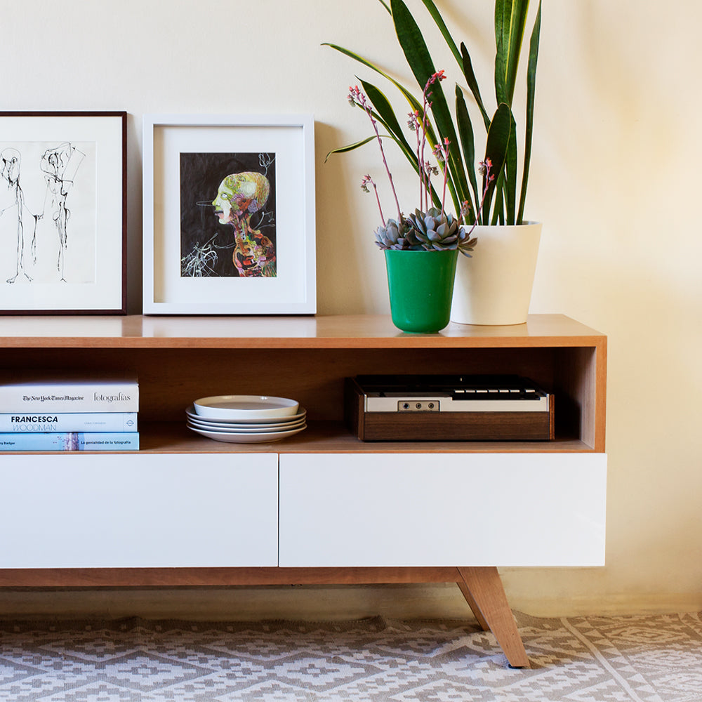 RACK TV SALAR MADERA NATURAL Y BLANCO 170 cm